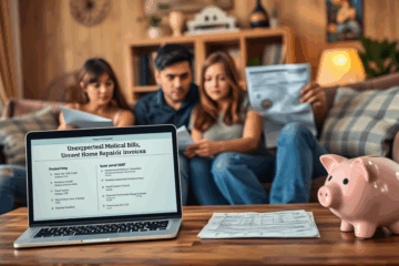 Family discussing financial options during an emergency