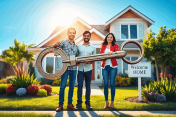 A representation of a low interest mortgage showing financial savings and homeownership.
