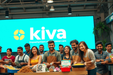 A diverse group of entrepreneurs celebrating their success after receiving Kiva personal loans.