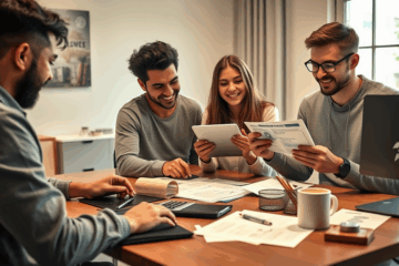 A man smiling while using a laptop to apply for a Rocket Loans personal loan online.