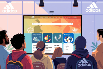 Illustration of a person applying for a job at Adidas.
