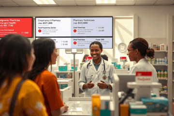 A Pharmacy Technician at work in a pharmacy setting.