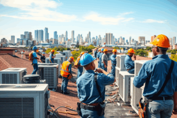Air Conditioning Technicians working on HVAC units.