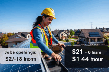 Solar Energy Technicians at work on a solar installation.