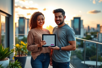 A young couple reviewing apartment purchase options with a financial advisor.