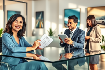 A happy person receiving loan approval on the spot