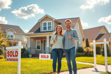A happy family standing in front of their new home, symbolizing the ease of obtaining a personal loan for home purchase.