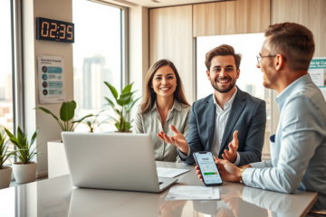 Young woman consulting a loan officer in a bright modern office about fast personal credit options for emergencies and quick funding